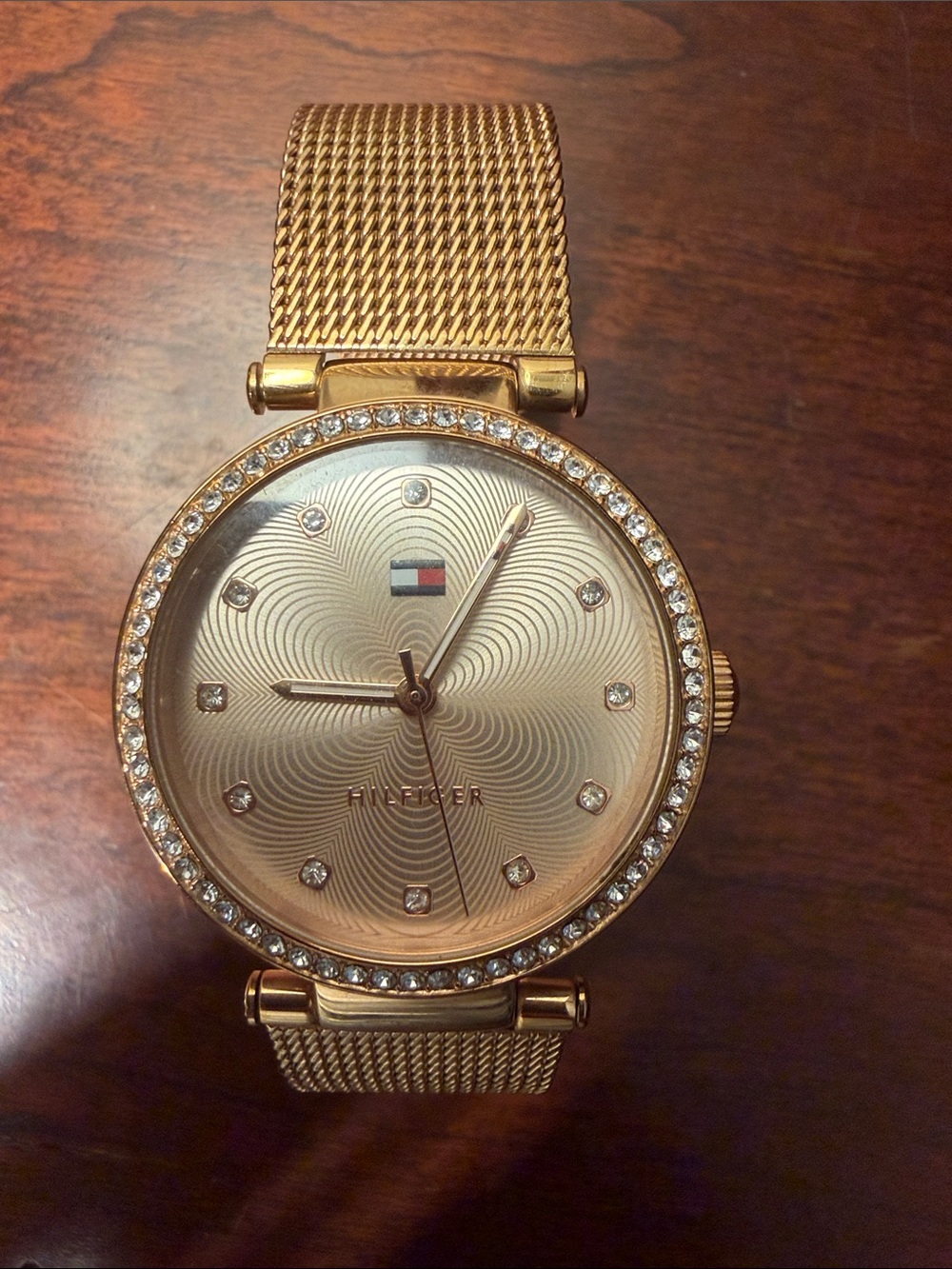 Tommy Hilfiger Women's Rose Gold Tone Crystal Accent Mesh Watch